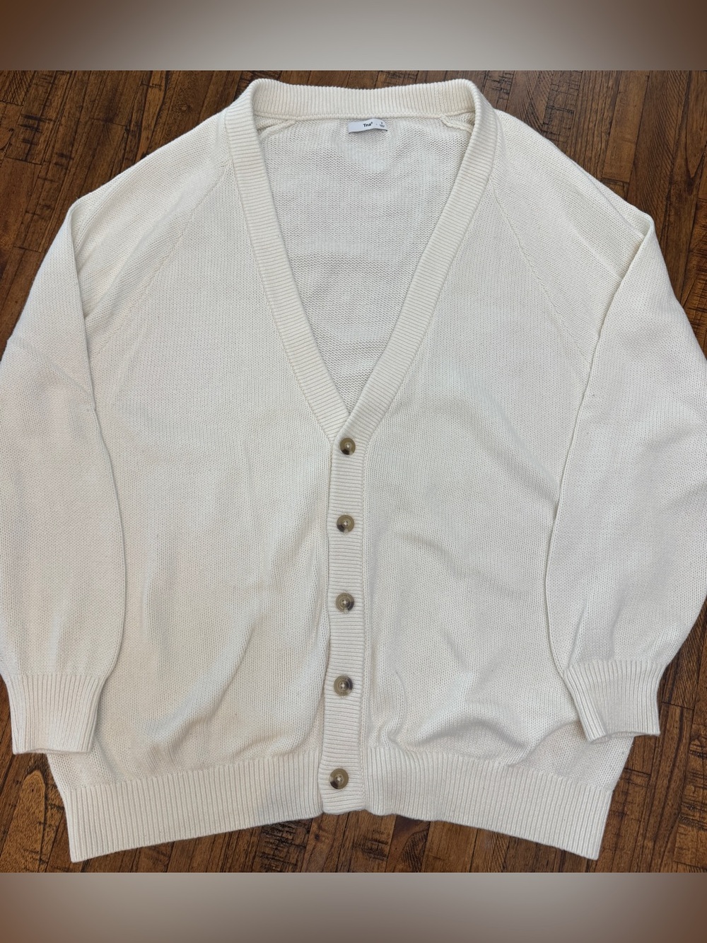 TNA Cream Button-Front V-Neck Cardigan Size 3